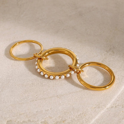 [AuraEcho]Mikayla Stacked Freshwater Pearl Ring