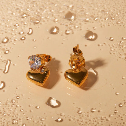 [AuraEcho]Emmeline Heart Gold Earrings