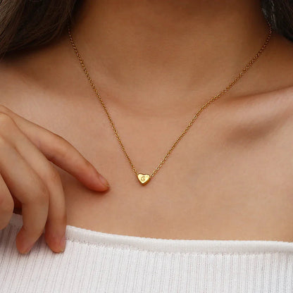 [AuraEcho]Heart Initial Gold Necklace