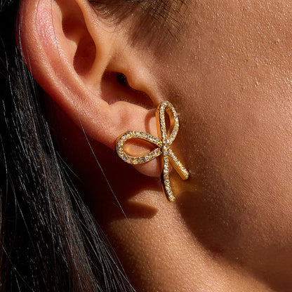 [AuraEcho]Dannah Diamond Bow Tie Earrings