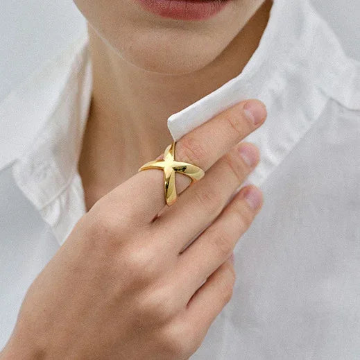 [AuraEcho]Carolyn Gold Cross Ring