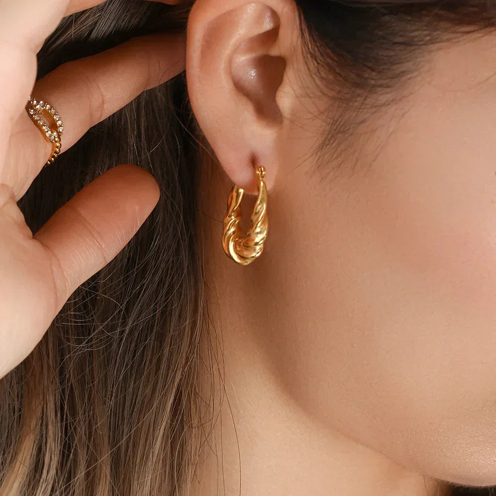 [AuraEcho]Adaline Twist Hoop Earrings