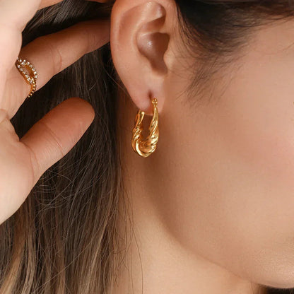 [AuraEcho]Adaline Twist Hoop Earrings