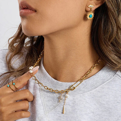 [AuraEcho]Zeraphine Diamond Pearl Gold Necklace