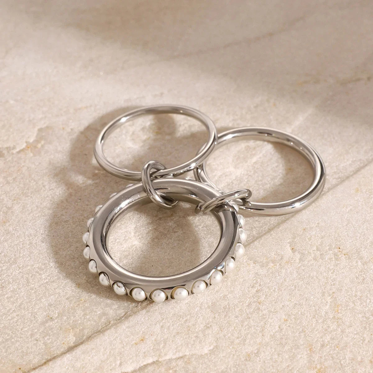 [AuraEcho]Mikayla Stacked Freshwater Pearl Ring