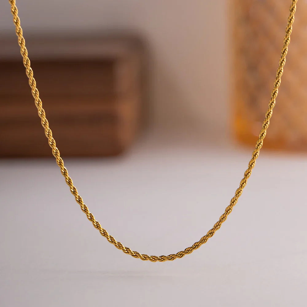 [AuraEcho]Calle Rope Chain Gold Necklace
