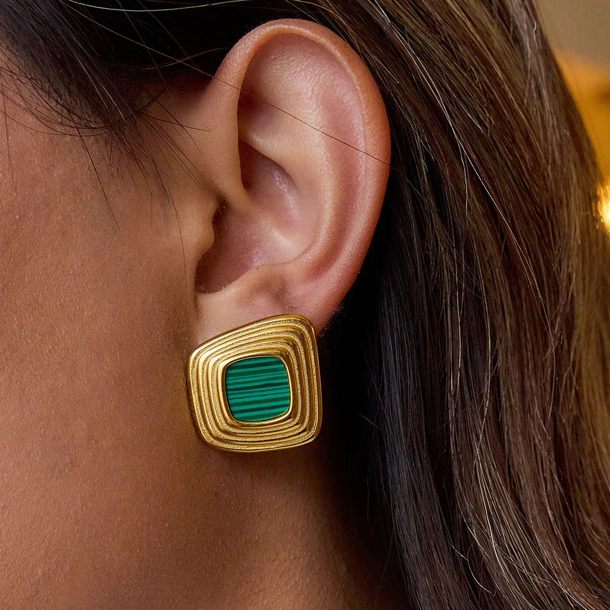 [AuraEcho]Sylvie Geometric Gold Earrings