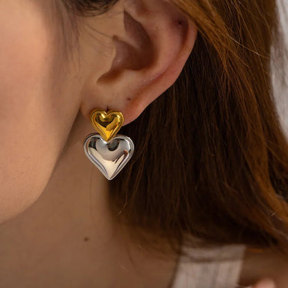 [AuraEcho]Zofia Two Tone Heart Earrings