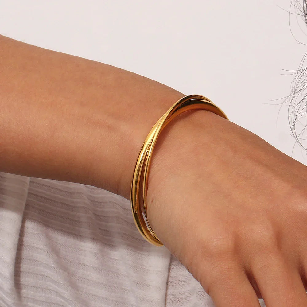 [AuraEcho]Rianne Layered Gold Bangle