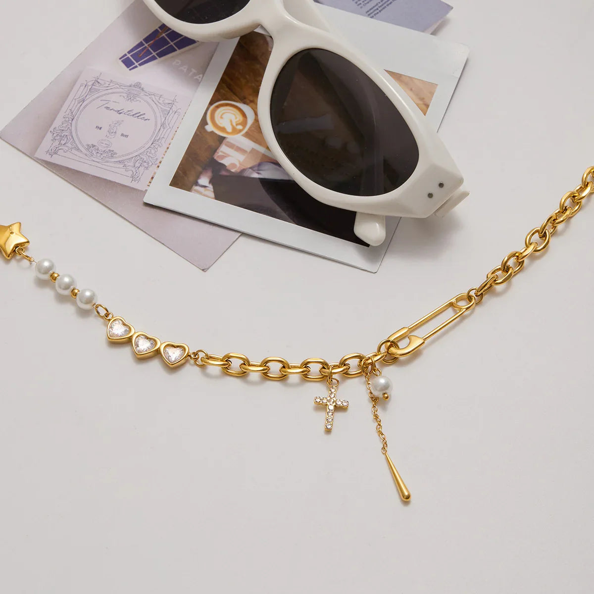[AuraEcho]Zeraphine Diamond Pearl Gold Necklace