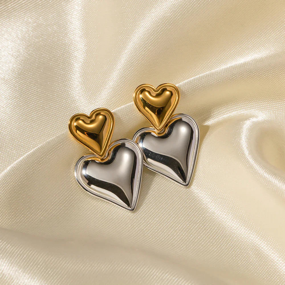 [AuraEcho]Zofia Two Tone Heart Earrings