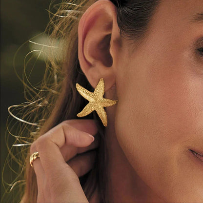 [AuraEcho]Serene Gold Starfish Earrings