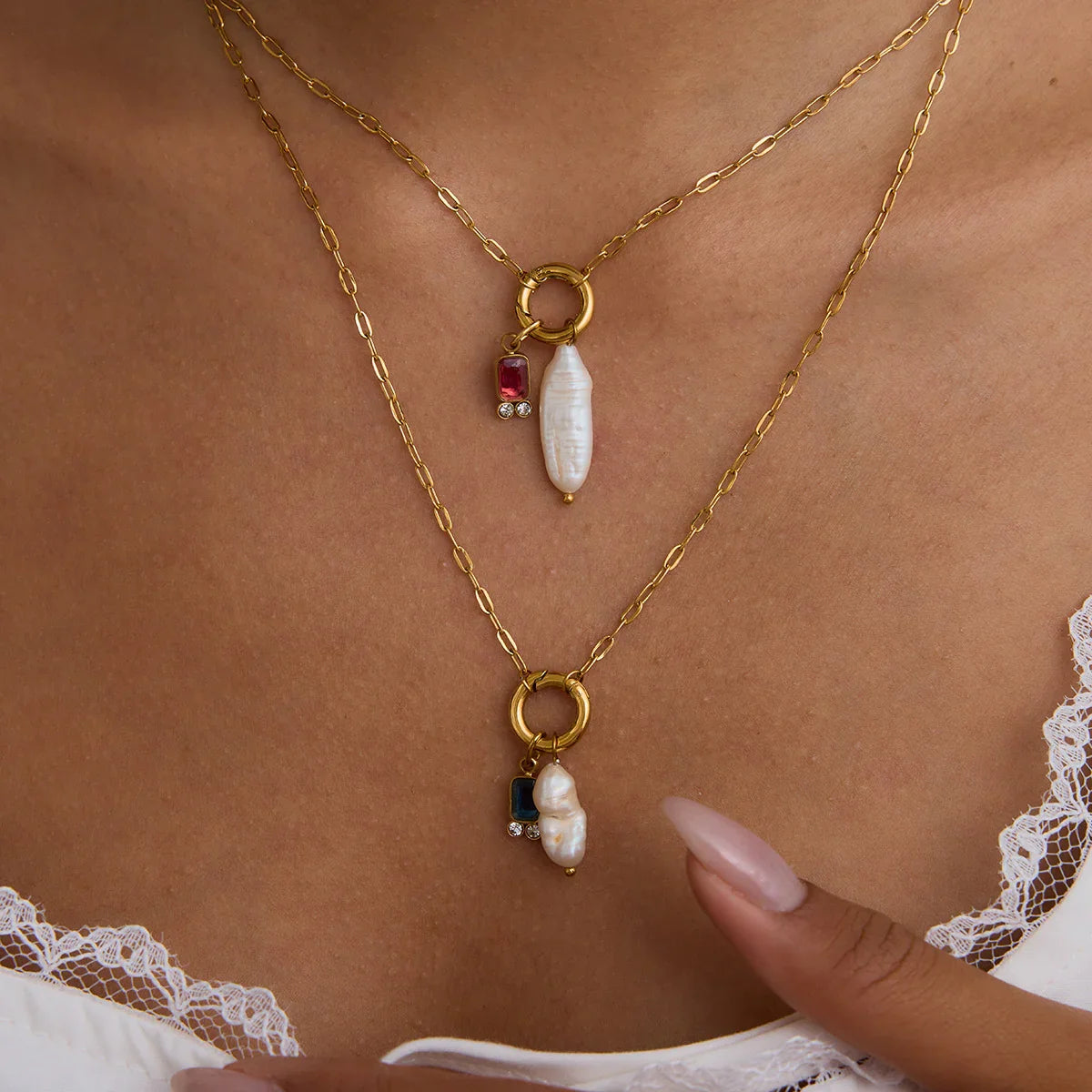 [AuraEcho]Caitlin Birthstone Pearl Necklace