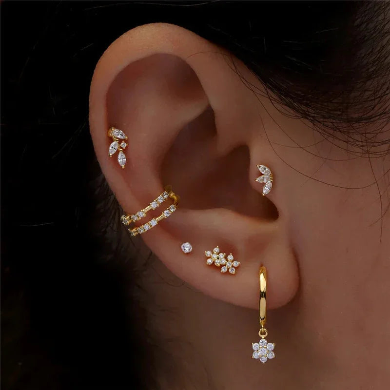 [AuraEcho]Trio Flat Back Diamond Stud