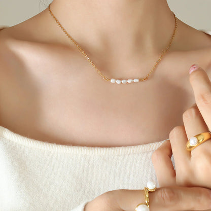 [AuraEcho]Fleur Freshwater Pearl Gold Necklace