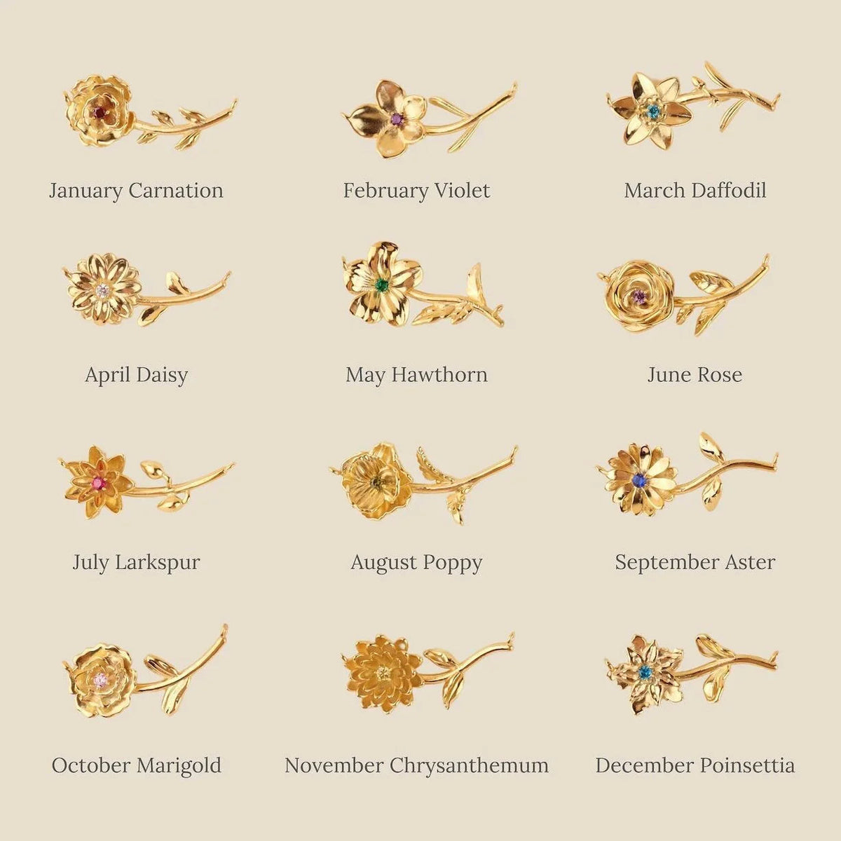 [AuraEcho]Maribelle Birth Flower Gold Necklace