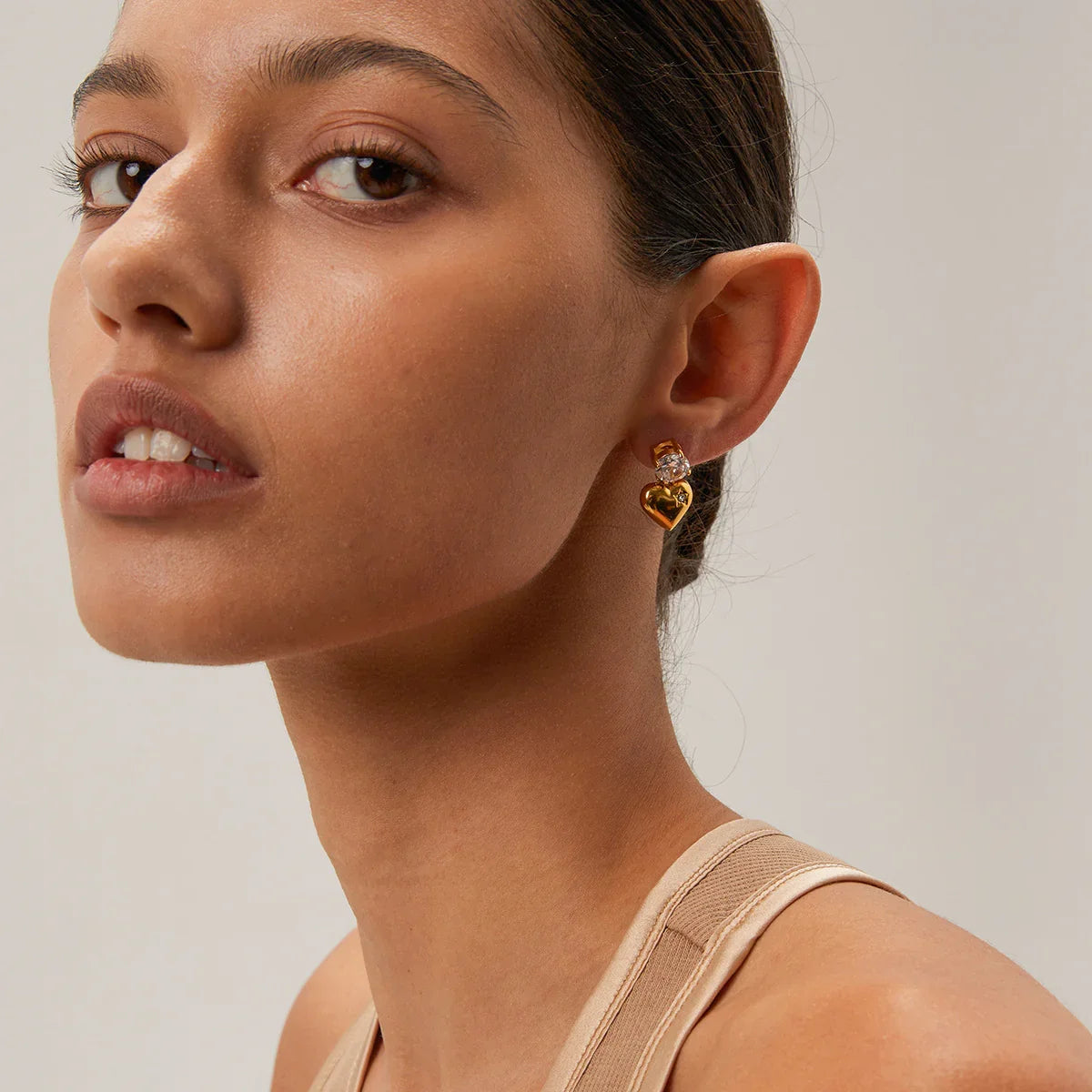 [AuraEcho]Emmeline Heart Gold Earrings