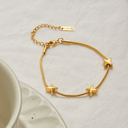 [AuraEcho]Brienne Diamond Cross Herringbone Bracelet