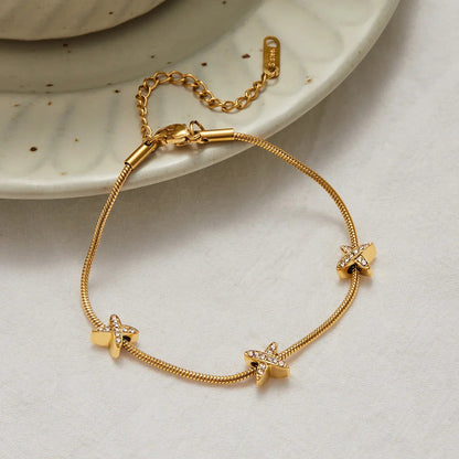 [AuraEcho]Brienne Diamond Cross Herringbone Bracelet