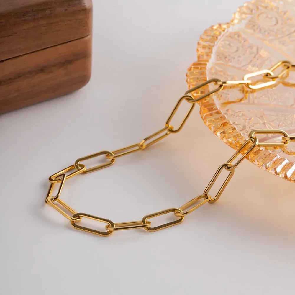 [AuraEcho]Ria Gold Paperclip Chain Necklace