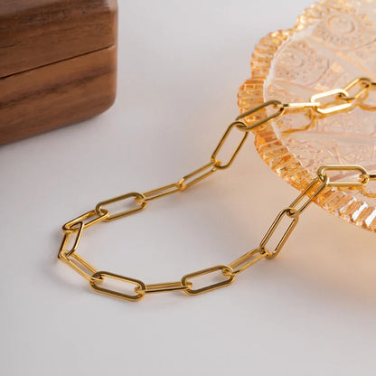 [AuraEcho]Ria Gold Paperclip Chain Necklace