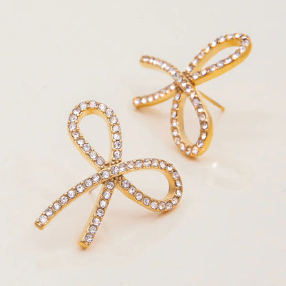 [AuraEcho]Dannah Diamond Bow Tie Earrings