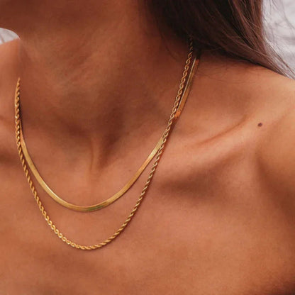 [AuraEcho]Hailey Layered Gold Chain Necklace