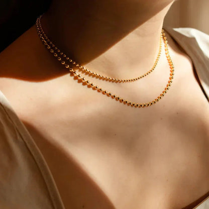 [AuraEcho]Layered Ball Chain Necklace