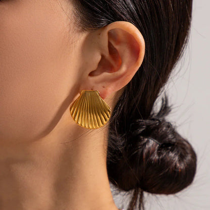 [AuraEcho]Nicole Seashell Gold Earrings