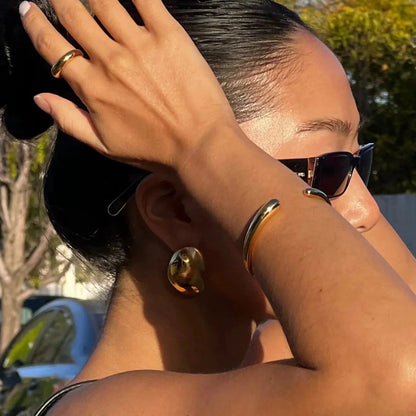 [AuraEcho]Carrie Chunky Bean Gold Earrings