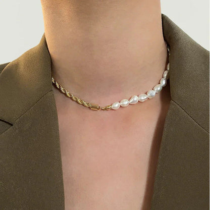 [AuraEcho]Dualia Gold Pearl Necklace