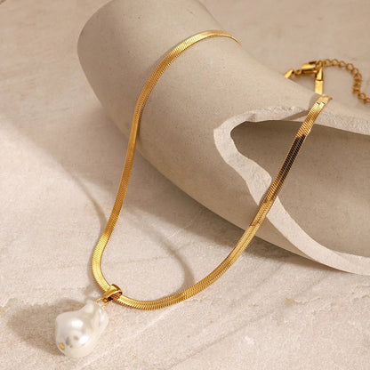 [AuraEcho]Glorietta Herringbone Pearl Necklace