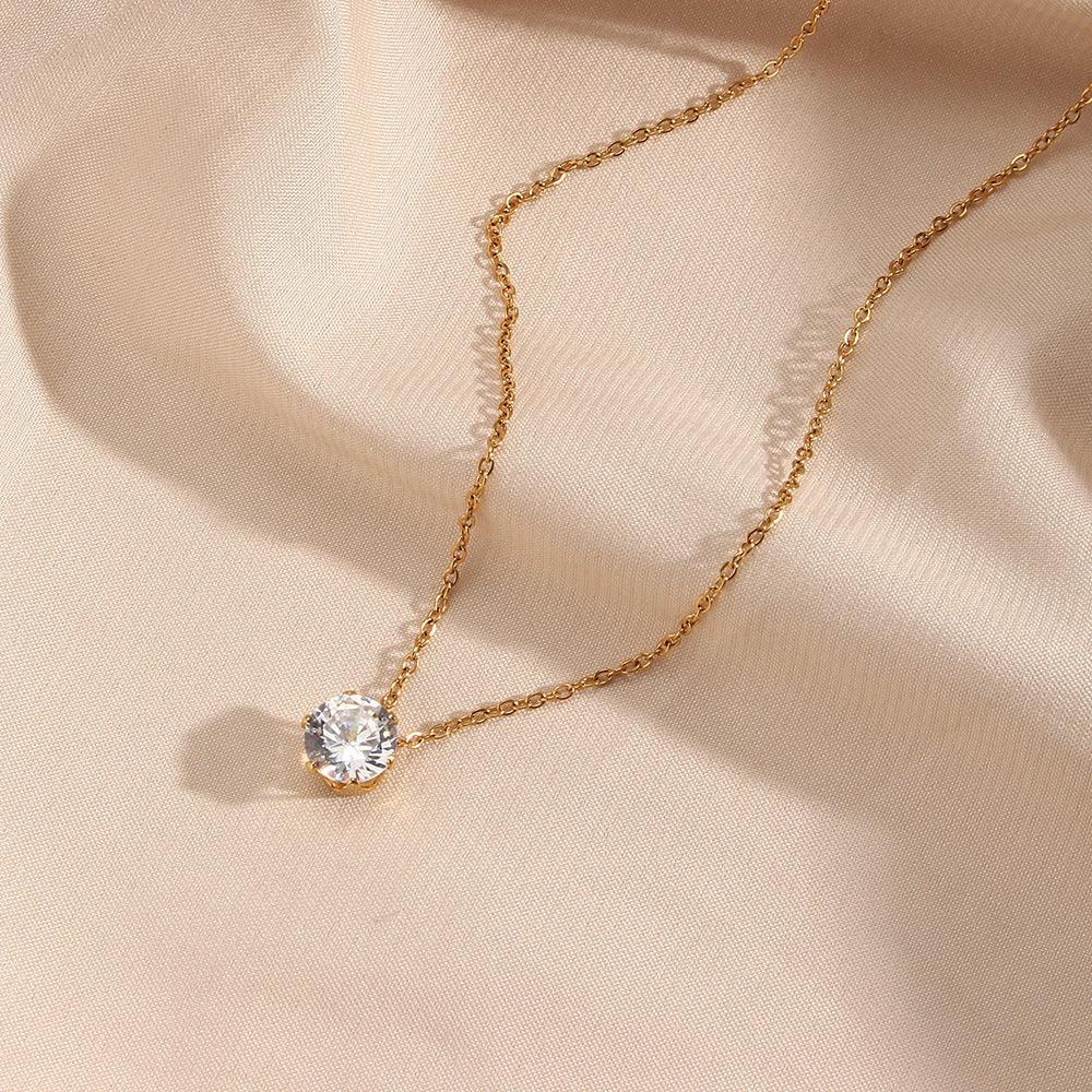 [AuraEcho]Kyla Solitaire Gold Necklace
