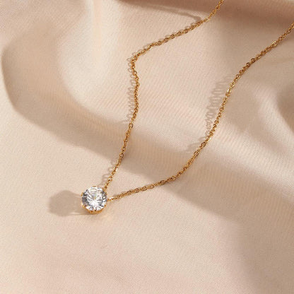[AuraEcho]Kyla Solitaire Gold Necklace