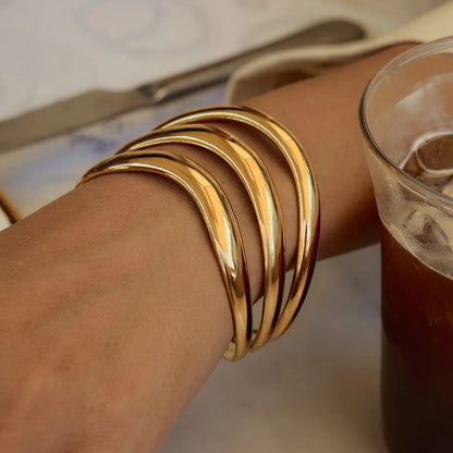 [AuraEcho]Meredith Triple Layer Gold Bangle