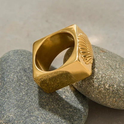 [AuraEcho]Carlotta Geometric Shell Ring