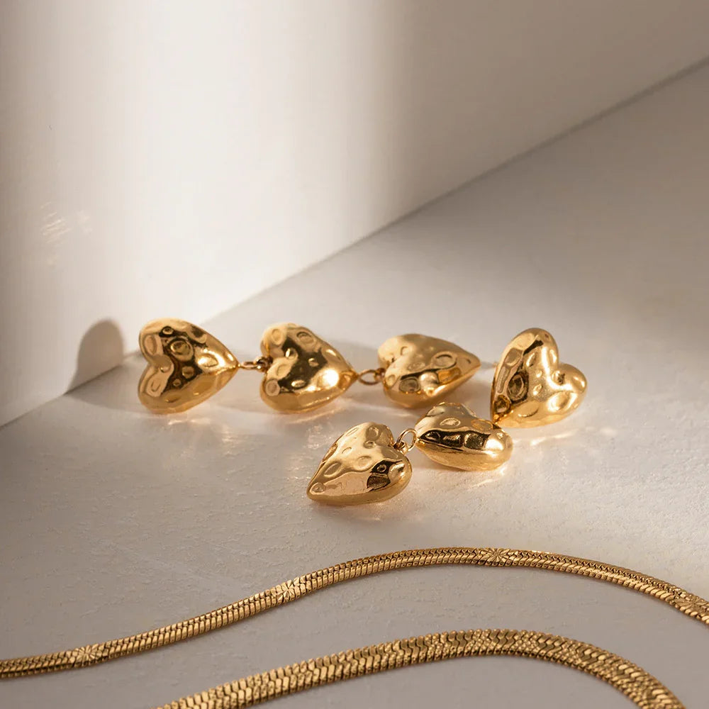 [AuraEcho]Heather Heart Gold Earrings