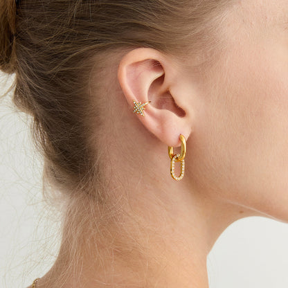 [AuraEcho]Aina Double Hoop Diamond Earrings