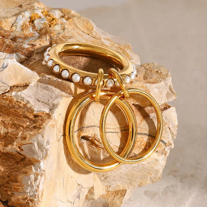 [AuraEcho]Mikayla Stacked Freshwater Pearl Ring