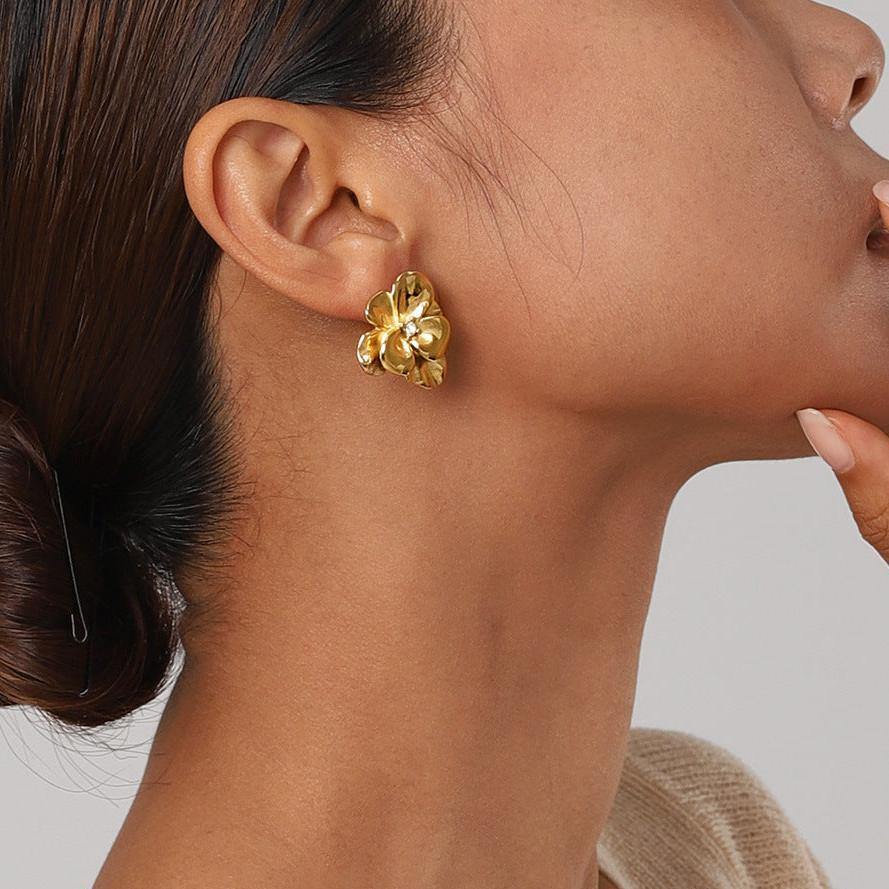 [AuraEcho]Ainsley Floral Gold Earrings