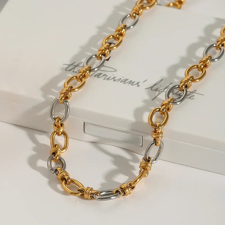 [AuraEcho]Addison Two Tone Gold Necklace
