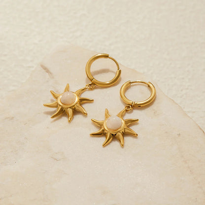 [AuraEcho]Helia Sun-shaped Moonstone Earrings