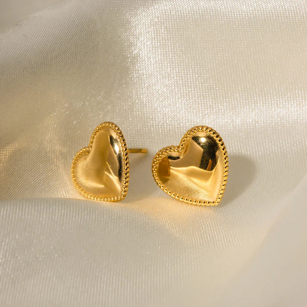 [AuraEcho]Ruth Heart Gold Earrings
