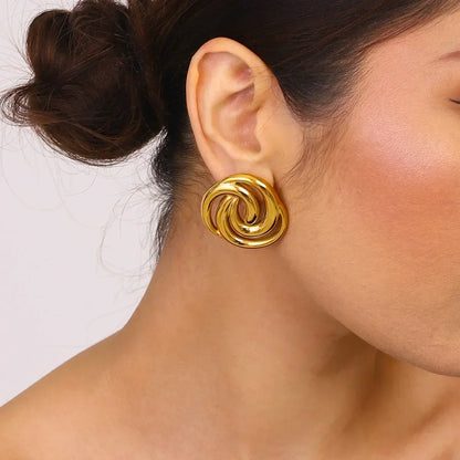 [AuraEcho]Janice Triple Spiral Gold Earrings