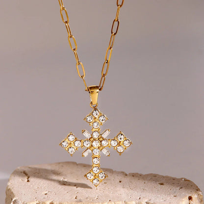 [AuraEcho]Divina Crystal Cross Necklace