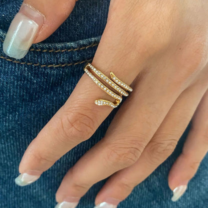[AuraEcho]Serpentina Layered Diamond Ring