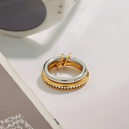 [AuraEcho]Claire Two Tone Ring Stack