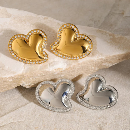 [AuraEcho]Holly Heart Gold Earrings