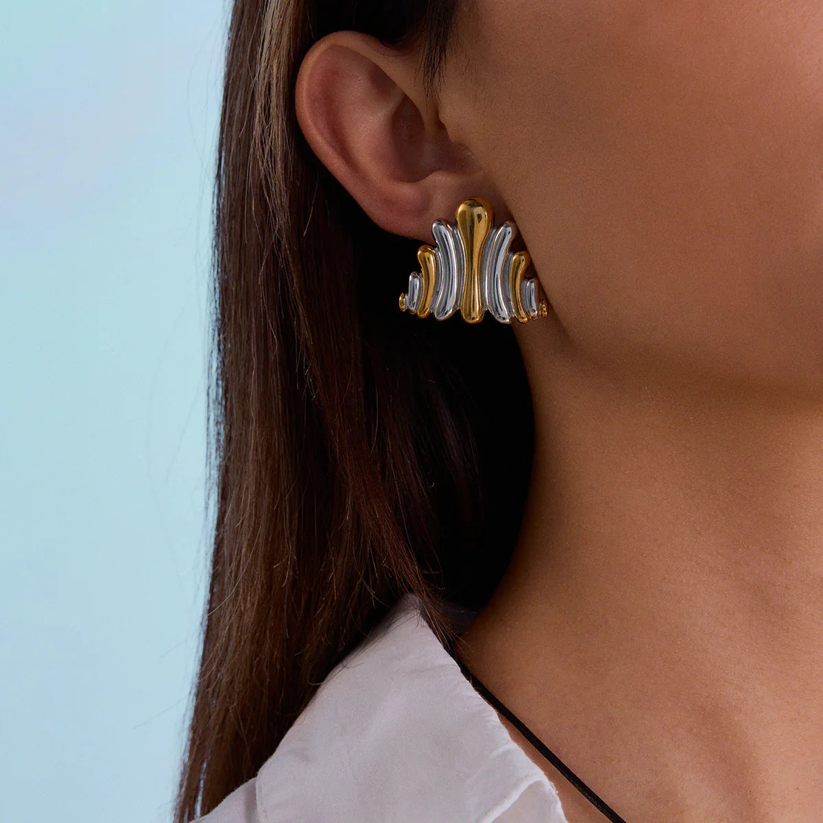 [AuraEcho]Nora Ripple Gold Earrings