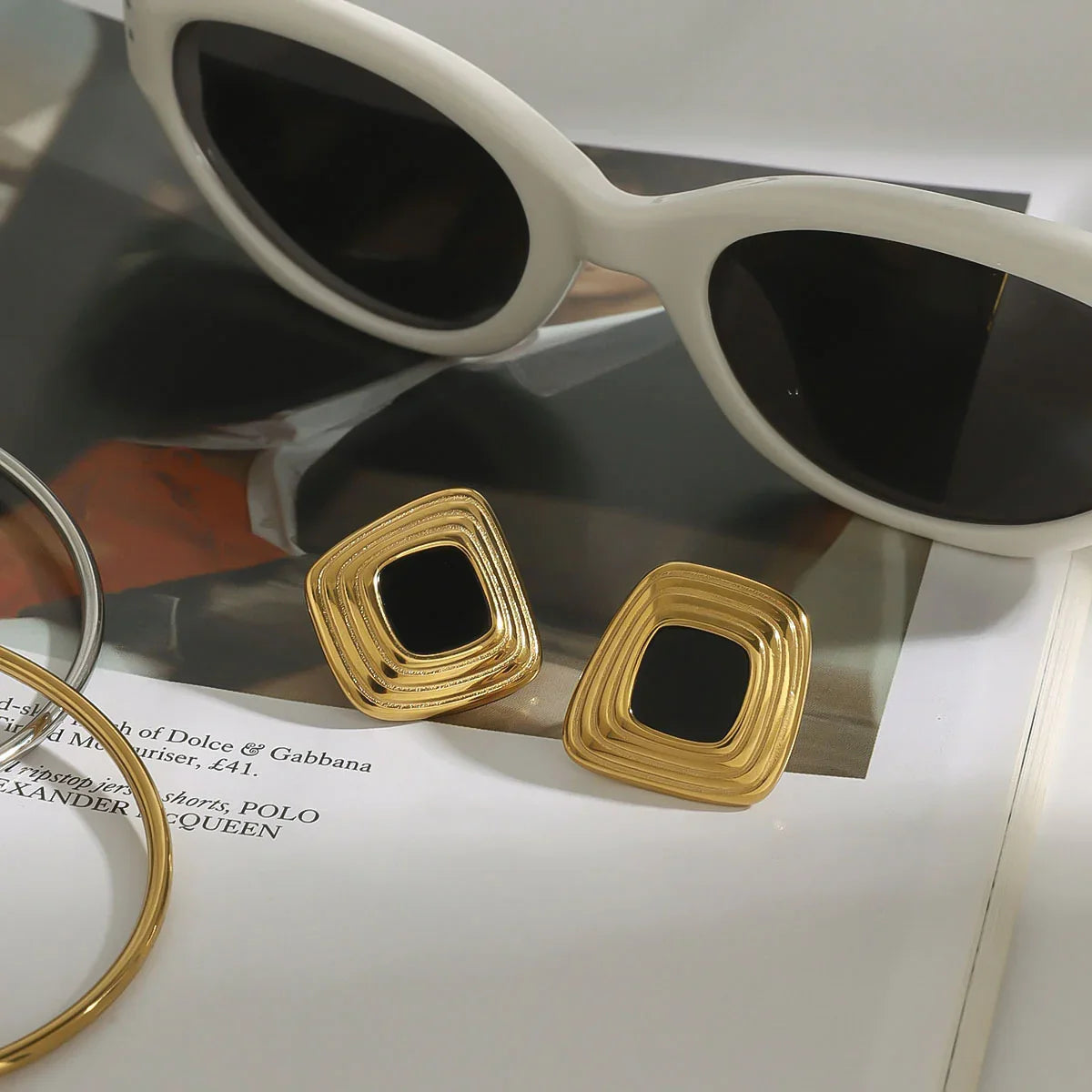 [AuraEcho]Sylvie Geometric Gold Earrings